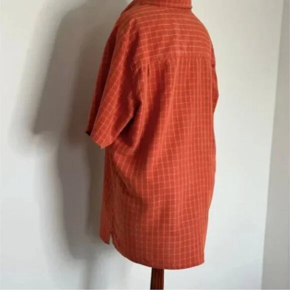 Marmot Orange Window Pane Short Sleeve Shirt Button Down Size Large - Picture 4 of 8